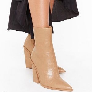 Nasty Gal Croc embossed leather boots